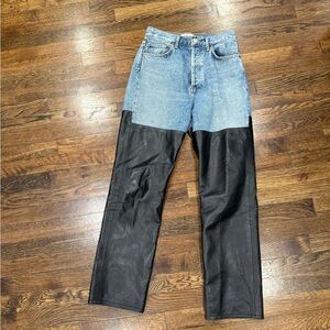 Agolde Jeans - leather and denim